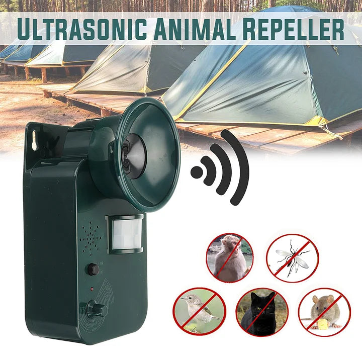 Ultrasonic Animal Repeller with Motion Sensor and Adjustable Frequency, 5000ft Coverage