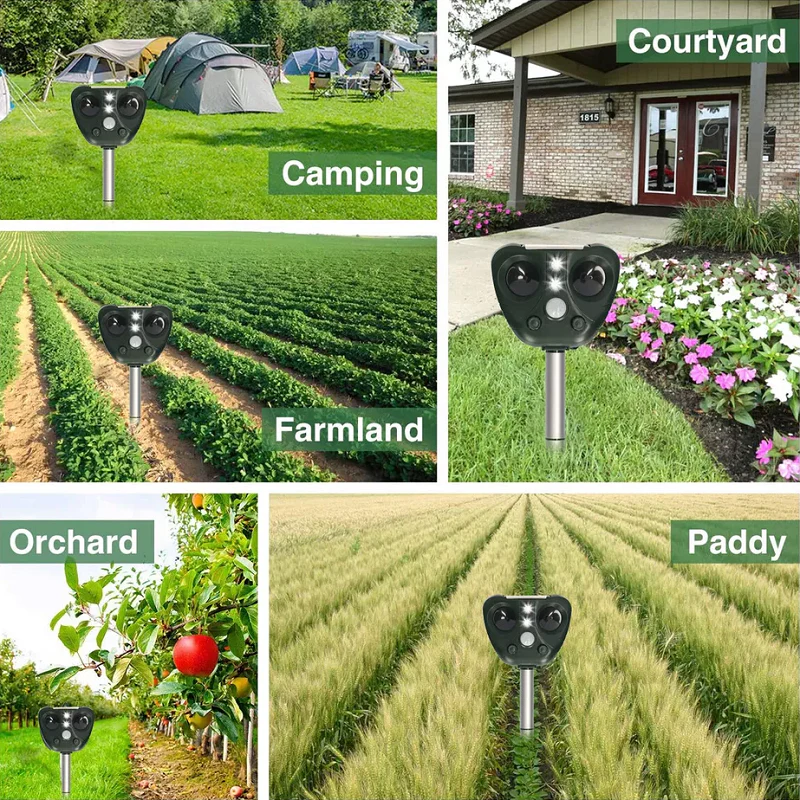Ultrasonic Bird Repeller with Solar Charging and LED Flashes, 110 Degree Coverage