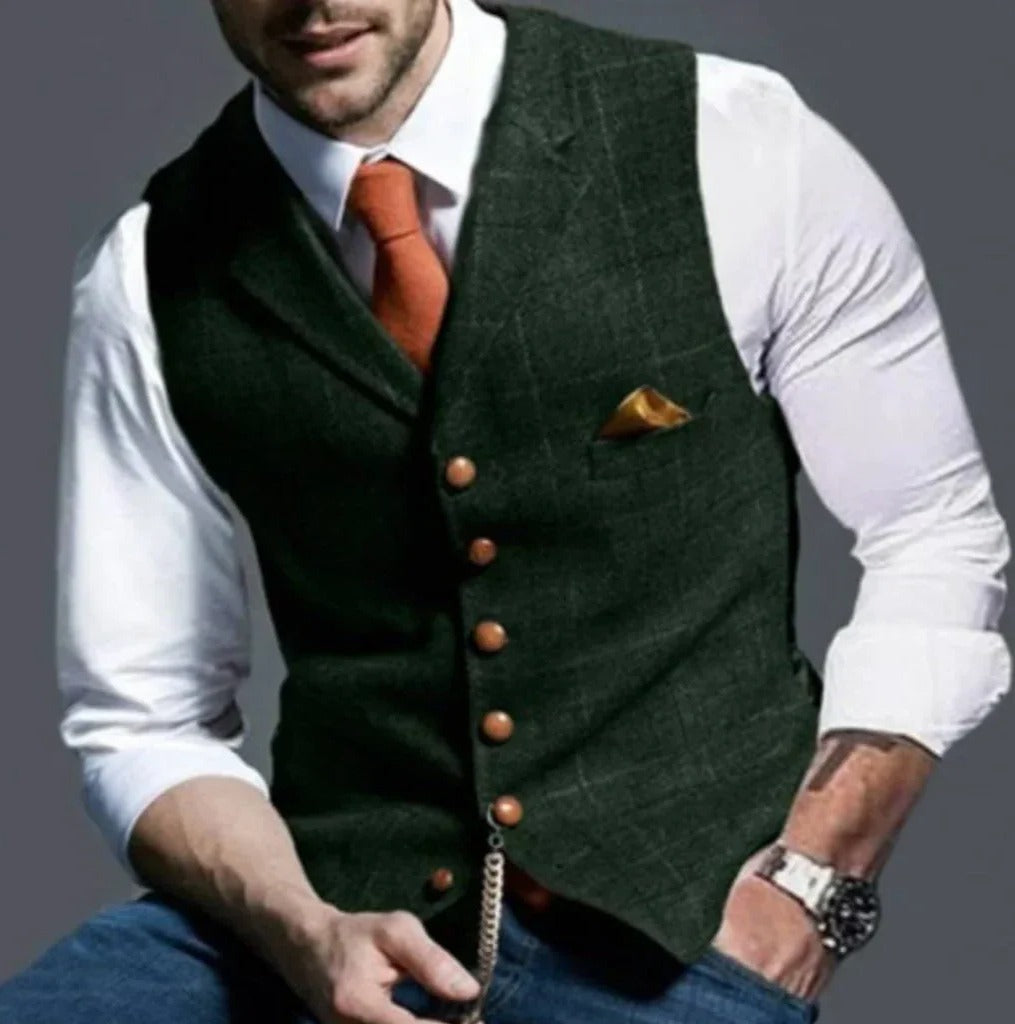 Classic Tailored Six-Button Suit Vest for Formal and Casual Layering