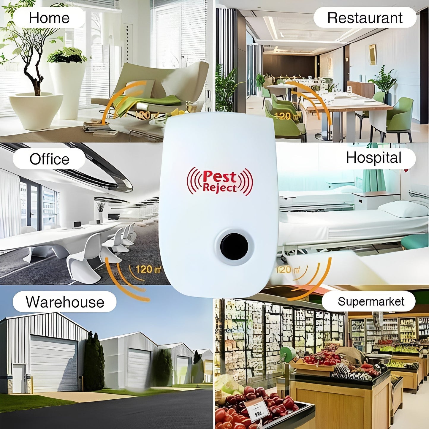 Ultrasonic Pest Repeller with Frequency Conversion and 100-800 sq ft Coverage