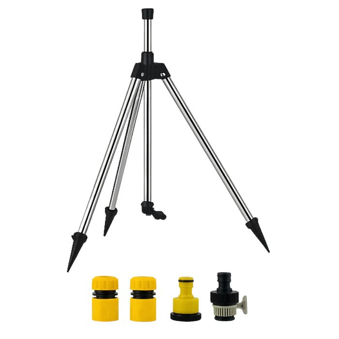 Rotating Sprinkler with Adjustable Tripod and 360-Degree Coverage, Double-Sided Spray