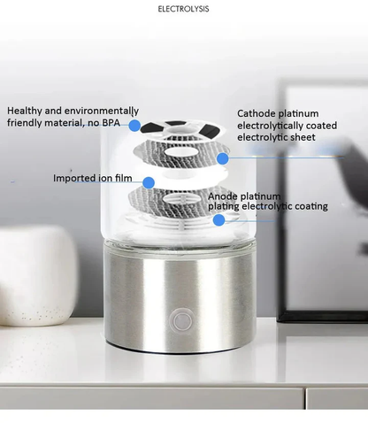 Rechargeable Hydrogen Water Generator with Transparent Chamber and One-Button Operation