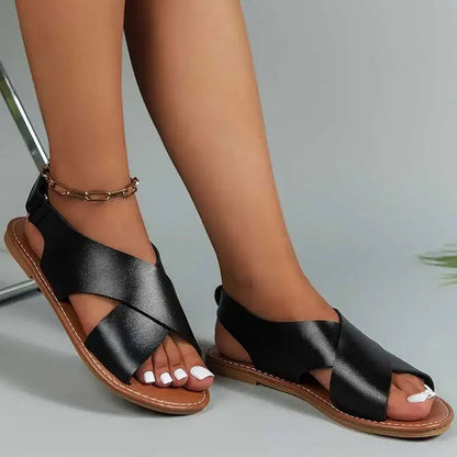 Women's Open Toe Sandals with Cushioned Footbed and Adjustable Hook Loop Closure