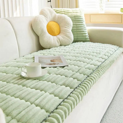 Polyester Blend Sofa Cover with Non Slip Backing and Machine Washable Fabric