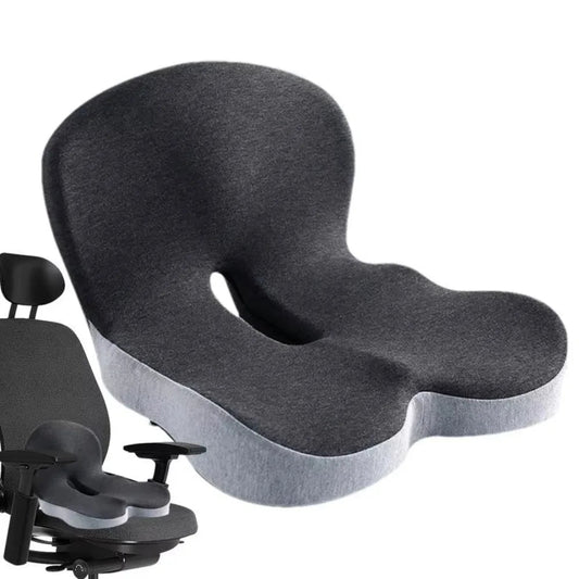 Memory Foam Seat Cushion with Backrest and Ventilated Core, Washable Cover