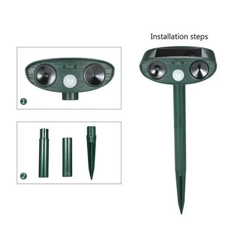Solar Powered Ultrasonic Animal Repeller with Motion Sensor and Flashing Light, 4-Pack