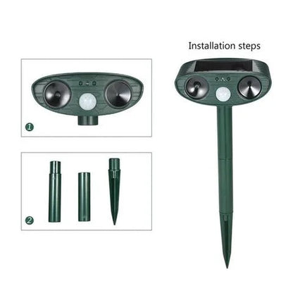 Solar Powered Ultrasonic Animal Repeller with Motion Sensor and Flashing Light, 4-Pack