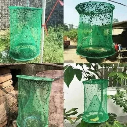 Reusable Fly Trap with Mesh Funnel and Natural Bait Pot for Barns