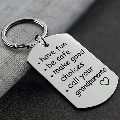 Stainless Steel Engraved Keychain with Reminder Message and Universal Attachment