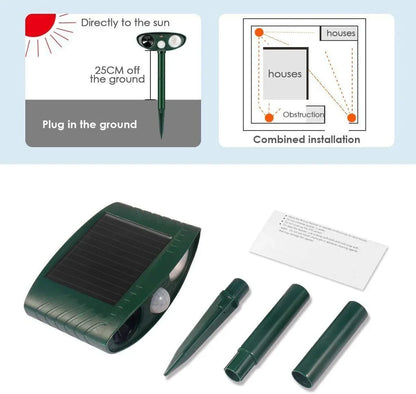 Solar Powered Ultrasonic Animal Repeller with Motion Sensor and Flashing Light, 4-Pack