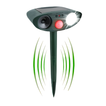 Ultrasonic Chipmunk Repeller with Motion Sensor and LED Flash, Solar Powered