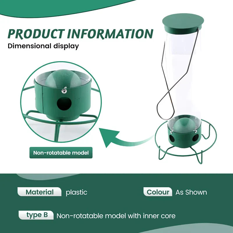 Rotating Perch Bird Feeder with Weight Activated Spin and Four Feeding Ports