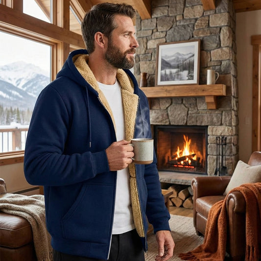Men’s Sherpa Fleece Hoodie with Full Zip