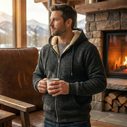 Men’s Sherpa Fleece Hoodie with Full Zip