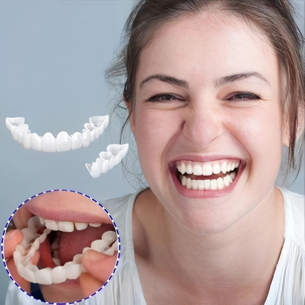 Clip On Veneer with Moldable Silicone Strip for Upper and Lower Teeth