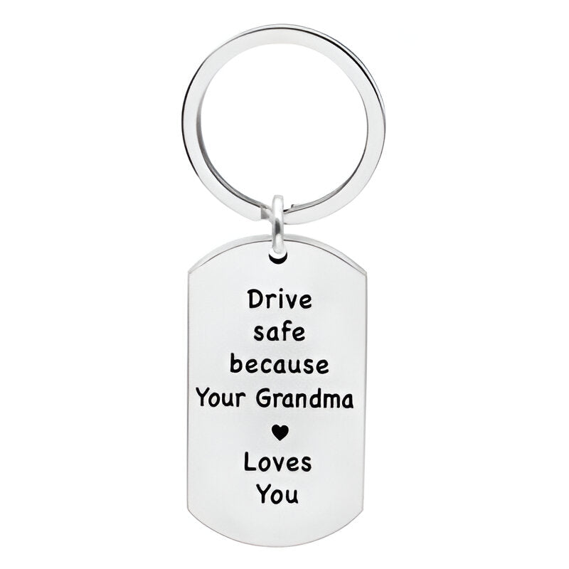 Stainless Steel Engraved Keychain with Reminder Message and Universal Attachment