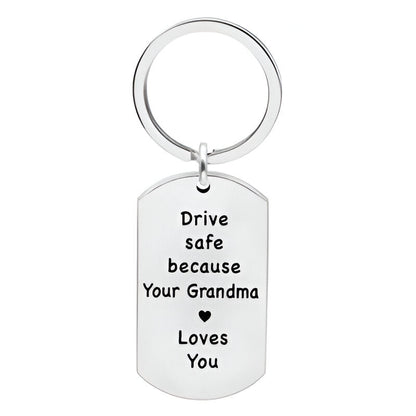 Stainless Steel Engraved Keychain with Reminder Message and Universal Attachment