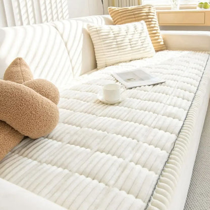 Polyester Blend Sofa Cover with Non Slip Backing and Machine Washable Fabric