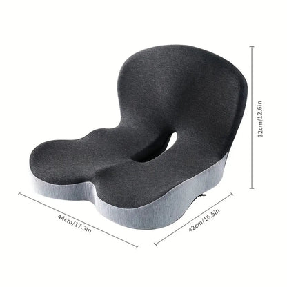 Memory Foam Seat Cushion with Backrest and Ventilated Core, Washable Cover