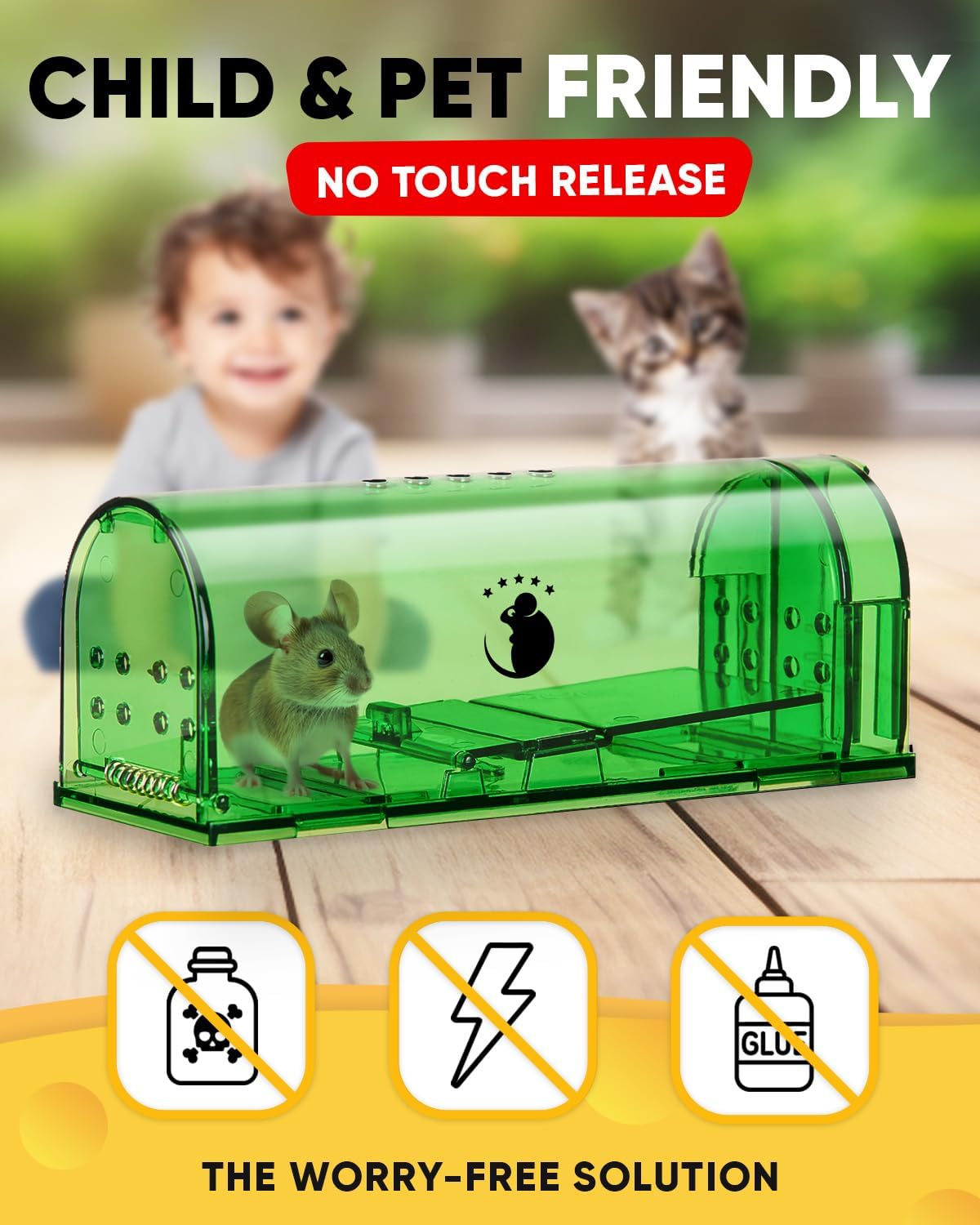 Live Capture Mouse Trap with Pivot Door and Clear Viewing Window, 4-Pack