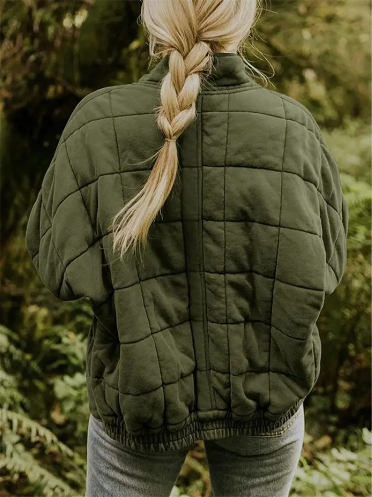 Oversized Bomber Jacket for Women with Relaxed Fit and Hip Coverage