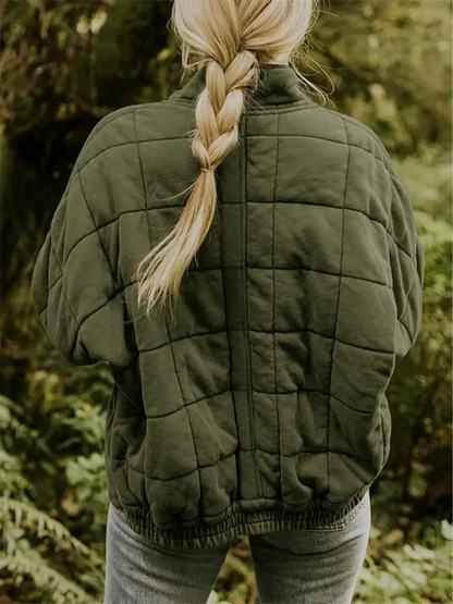 Oversized Bomber Jacket for Women with Relaxed Fit and Hip Coverage