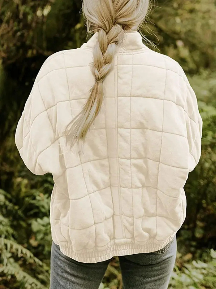 Oversized Bomber Jacket for Women with Relaxed Fit and Hip Coverage