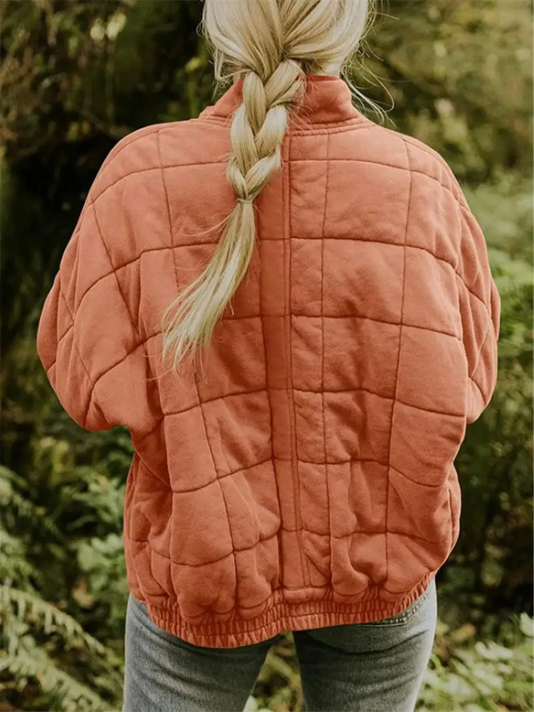 Oversized Bomber Jacket for Women with Relaxed Fit and Hip Coverage