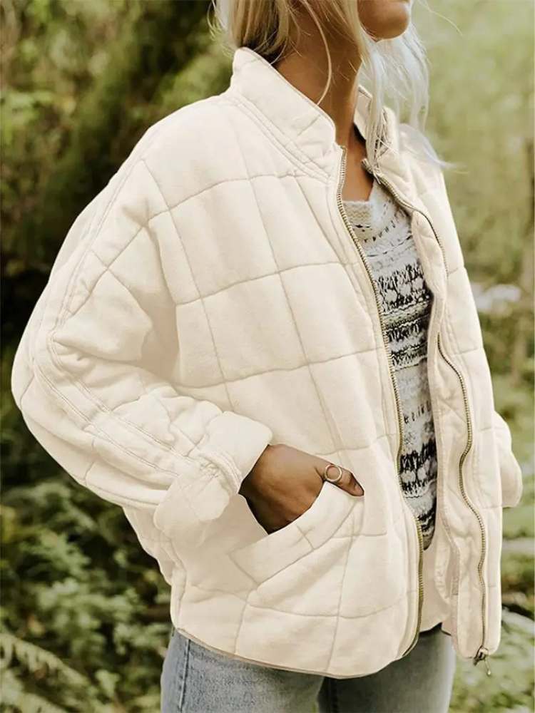 Oversized Bomber Jacket for Women with Relaxed Fit and Hip Coverage
