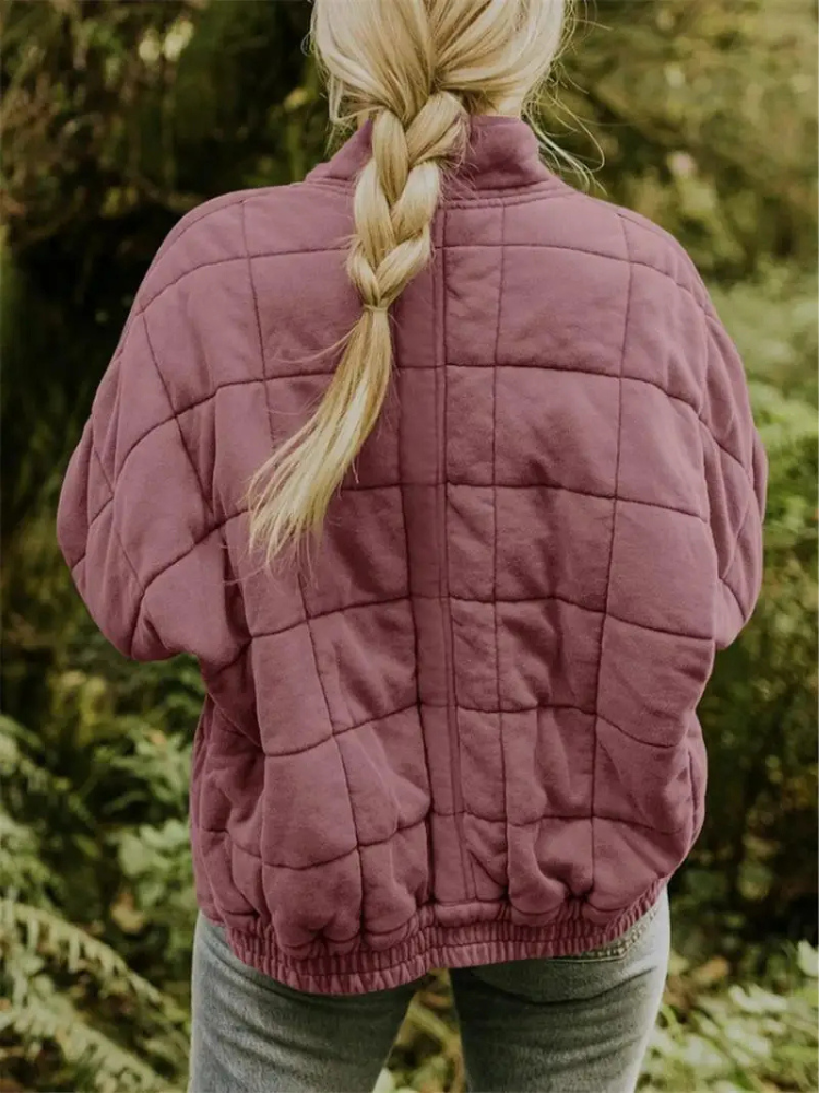 Oversized Bomber Jacket for Women with Relaxed Fit and Hip Coverage