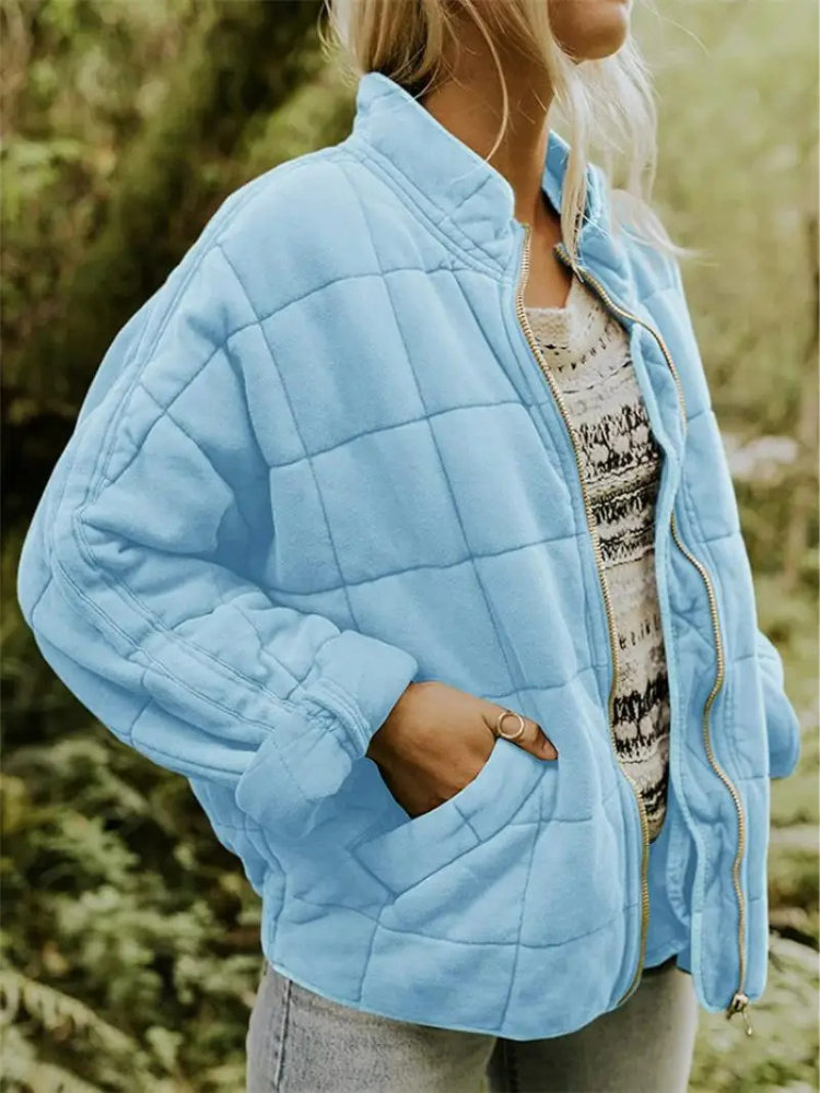 Oversized Bomber Jacket for Women with Relaxed Fit and Hip Coverage