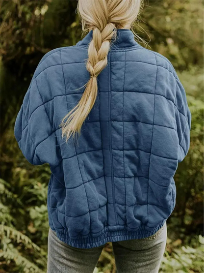 Oversized Bomber Jacket for Women with Relaxed Fit and Hip Coverage