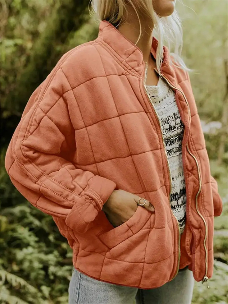 Oversized Bomber Jacket for Women with Relaxed Fit and Hip Coverage