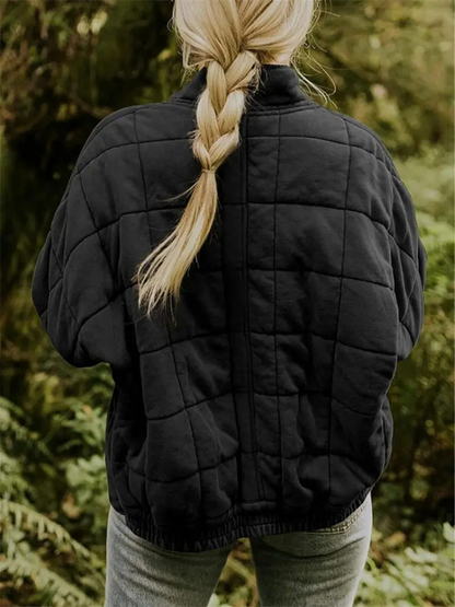 Oversized Bomber Jacket for Women with Relaxed Fit and Hip Coverage