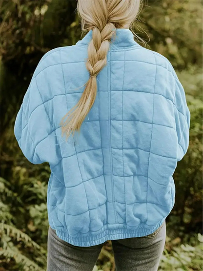 Oversized Bomber Jacket for Women with Relaxed Fit and Hip Coverage