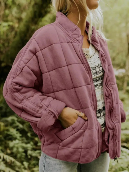 Oversized Bomber Jacket for Women with Relaxed Fit and Hip Coverage