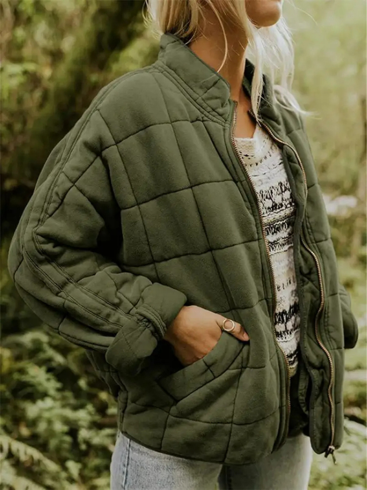Oversized Bomber Jacket for Women with Relaxed Fit and Hip Coverage