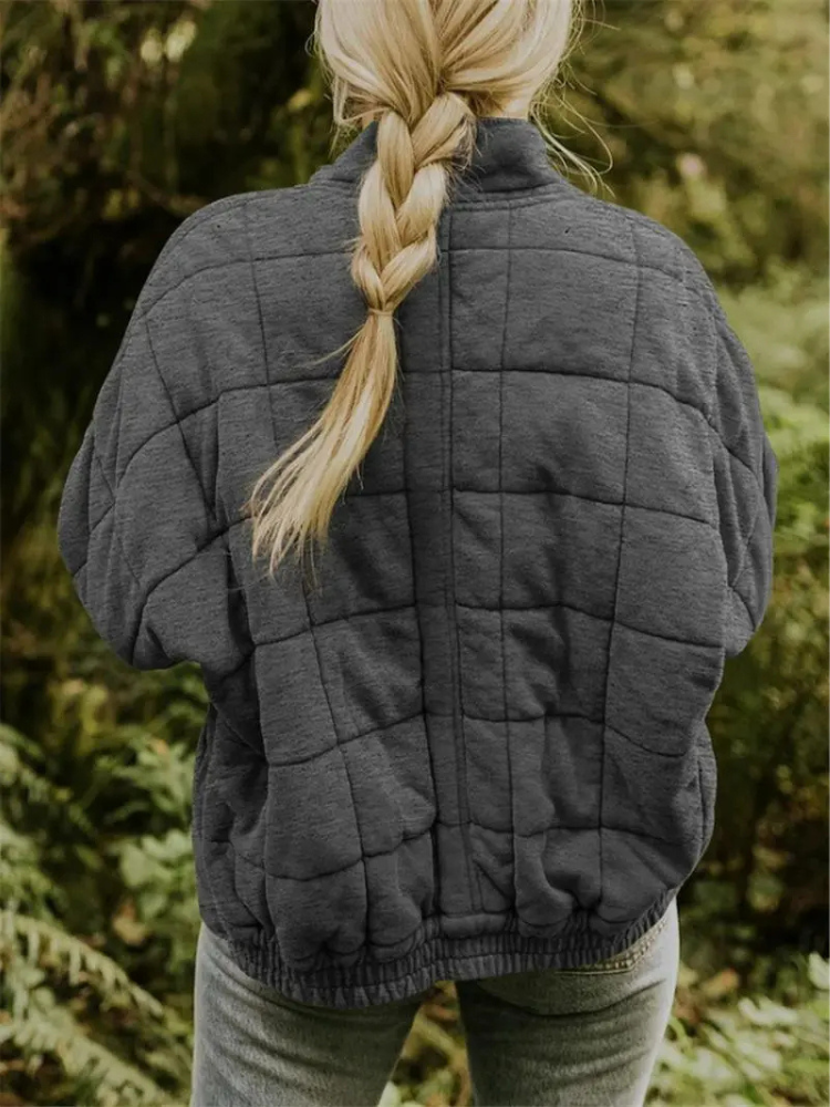 Oversized Bomber Jacket for Women with Relaxed Fit and Hip Coverage