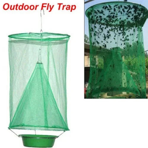 Reusable Fly Trap with Mesh Funnel and Natural Bait Pot for Barns