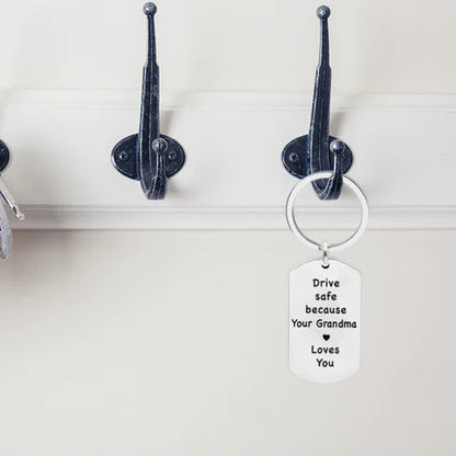 Stainless Steel Engraved Keychain with Reminder Message and Universal Attachment