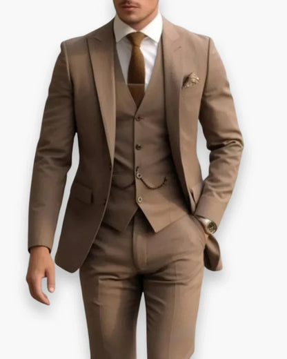Men's Three Piece Suit with Slim Fit Jacket and Matching Vest, Trousers