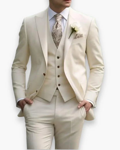 Men's Three Piece Suit with Slim Fit Jacket and Matching Vest, Trousers