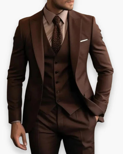 Men's Three Piece Suit with Slim Fit Jacket and Matching Vest, Trousers