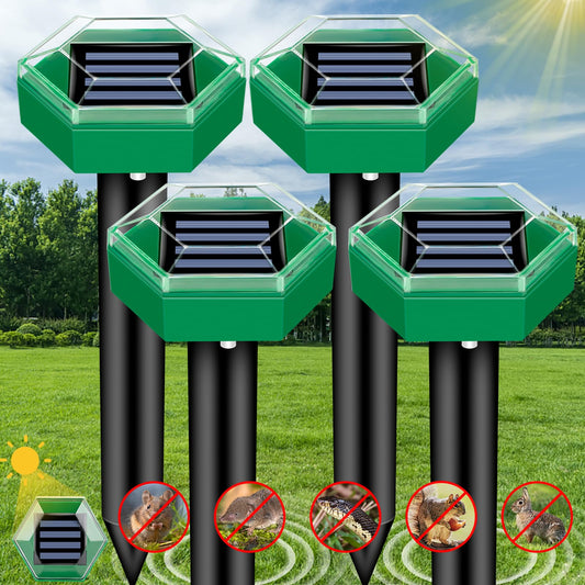 Solar Mole Repeller Spike with Underground Pulse Vibration and Rechargeable Battery, 465 Sq Ft Coverage