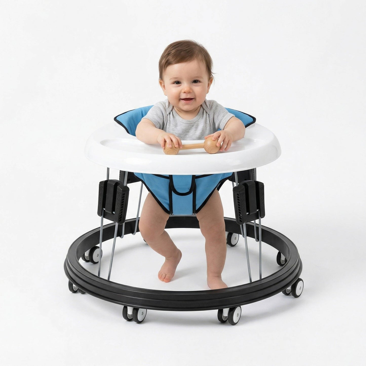 Baby Walker with Anti Rollover Base and Nine Height Adjustments for 6-18 Months
