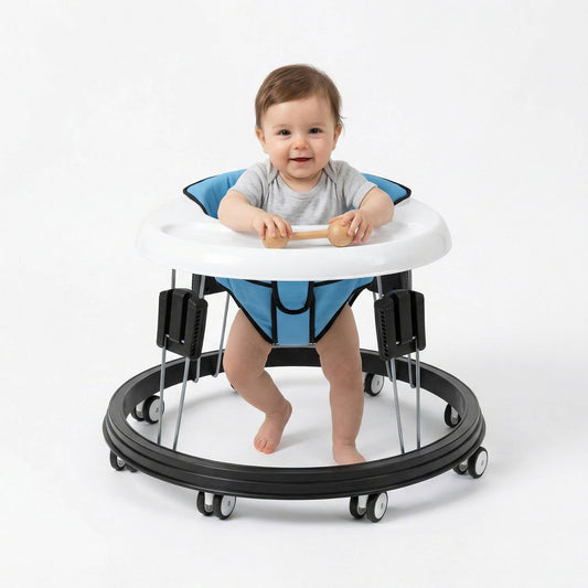 Baby Walker with Anti Rollover Base and Nine Height Adjustments for 6-18 Months