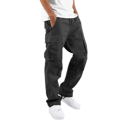 Men's Cargo Pants with Adjustable Drawstring and Multiple Pockets