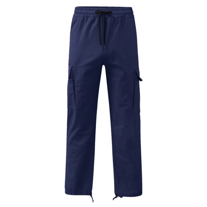 Men's Cargo Pants with Adjustable Drawstring and Multiple Pockets