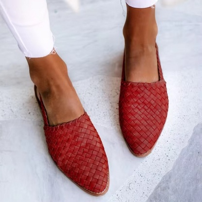 Pointed Toe Flat Mule Sandals with Adjustable Buckle Strap for Women