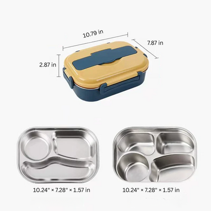 Stainless Steel Bento Box with Snap Lock System and Soup Bowl